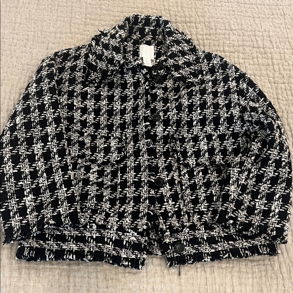 H&M Black and White Checkered Blazer